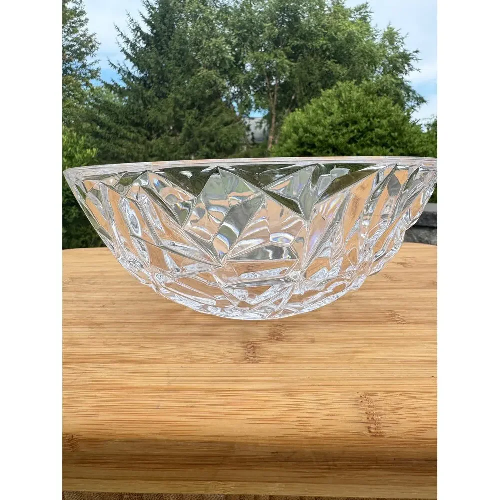 Tiffany & Co Crystal Bowl Faceted Rock Cut 9